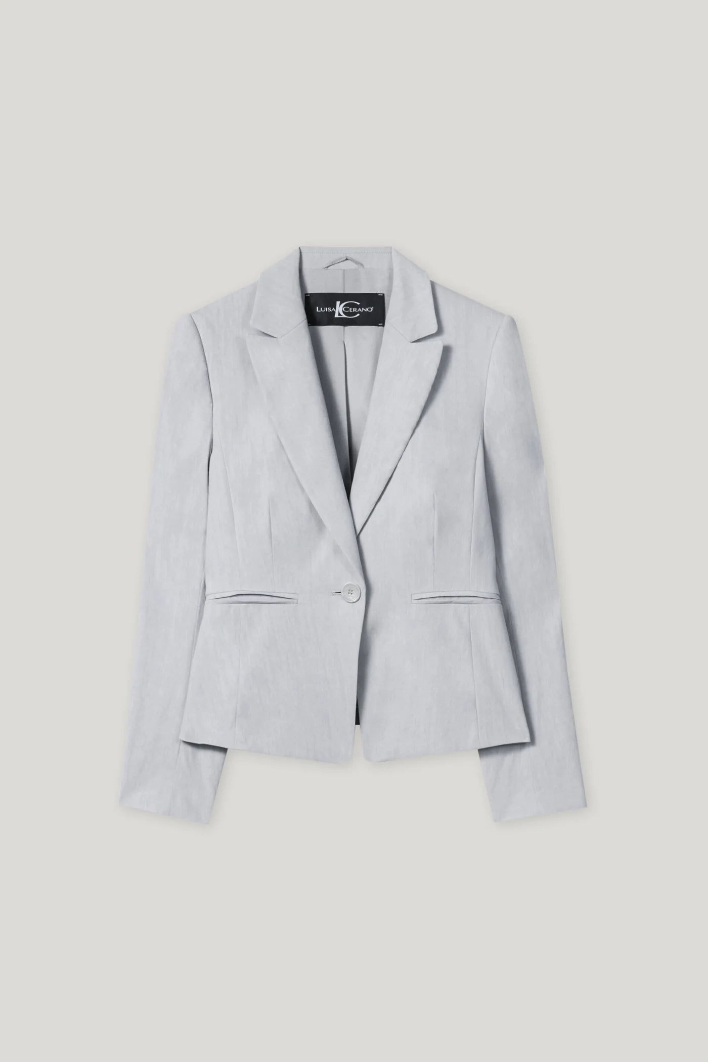 Linen Blend Blazer in Silver Gray