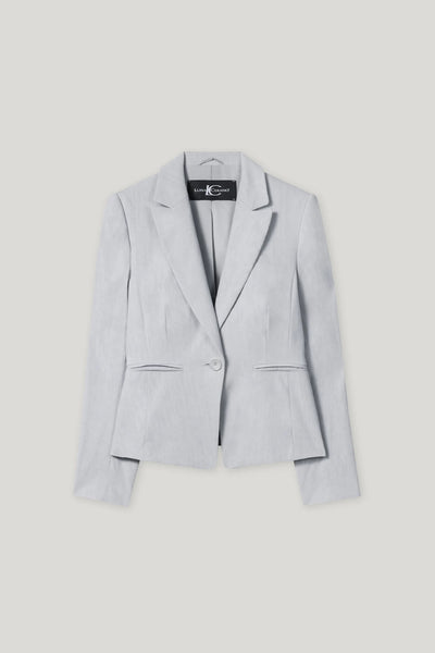Linen Blend Blazer in Silver Gray