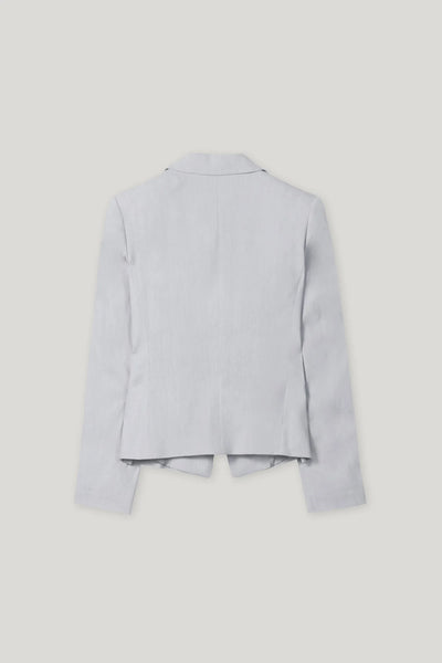 Linen Blend Blazer in Silver Gray