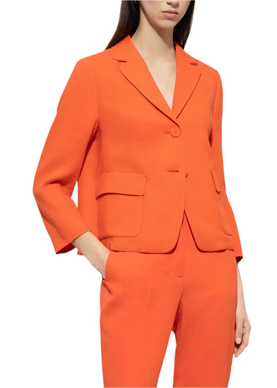 Linen Blend Blazer in Hibiscus