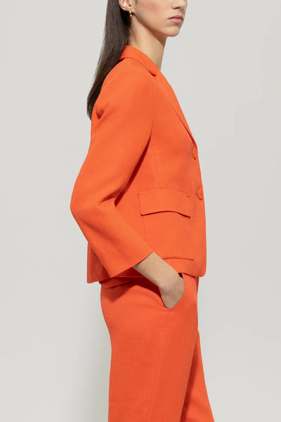 Linen Blend Blazer in Hibiscus