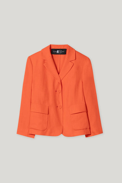 Linen Blend Blazer in Hibiscus