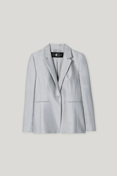 Gabardine Boyfriend Blazer in Silver Gray