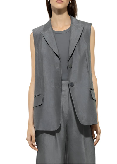 Gabardine Blazer Vest in Cool Gray
