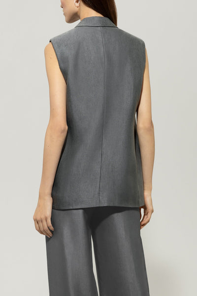 Gabardine Blazer Vest in Cool Gray