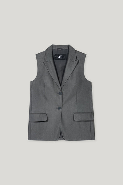 Gabardine Blazer Vest in Cool Gray