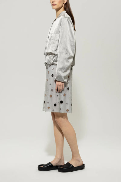Satin Blouson Jacket in Gray