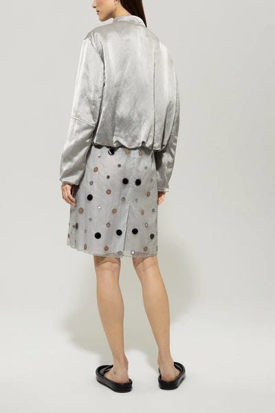 Satin Blouson Jacket in Gray