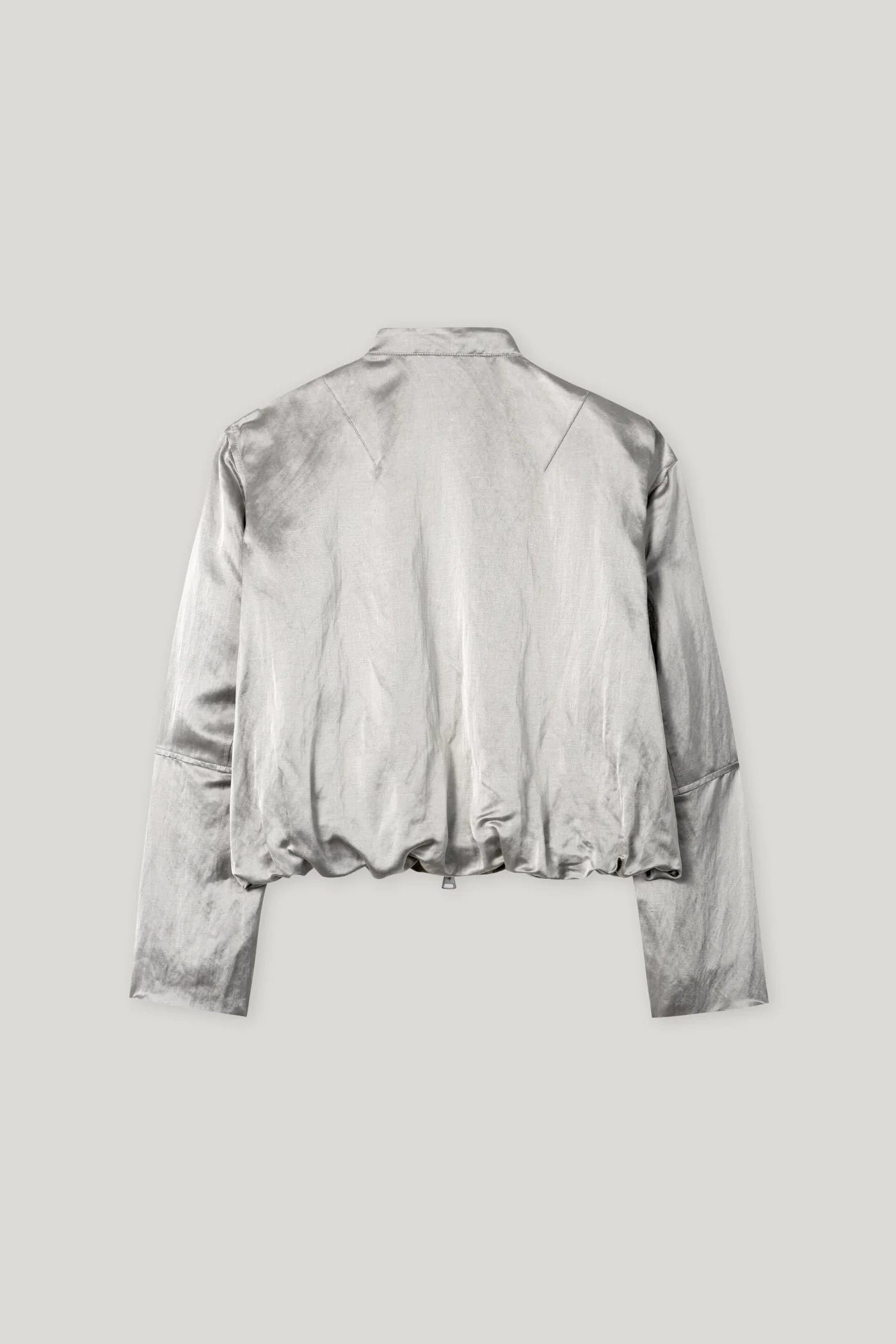 Satin Blouson Jacket in Gray