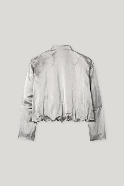 Satin Blouson Jacket in Gray