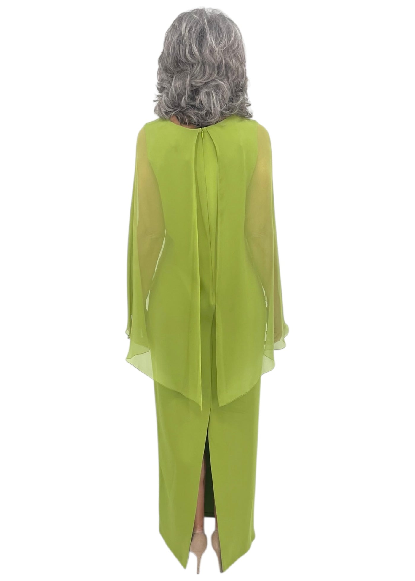 Gown w/ Chiffon Caplet in Chartreuse – Carl Meyers