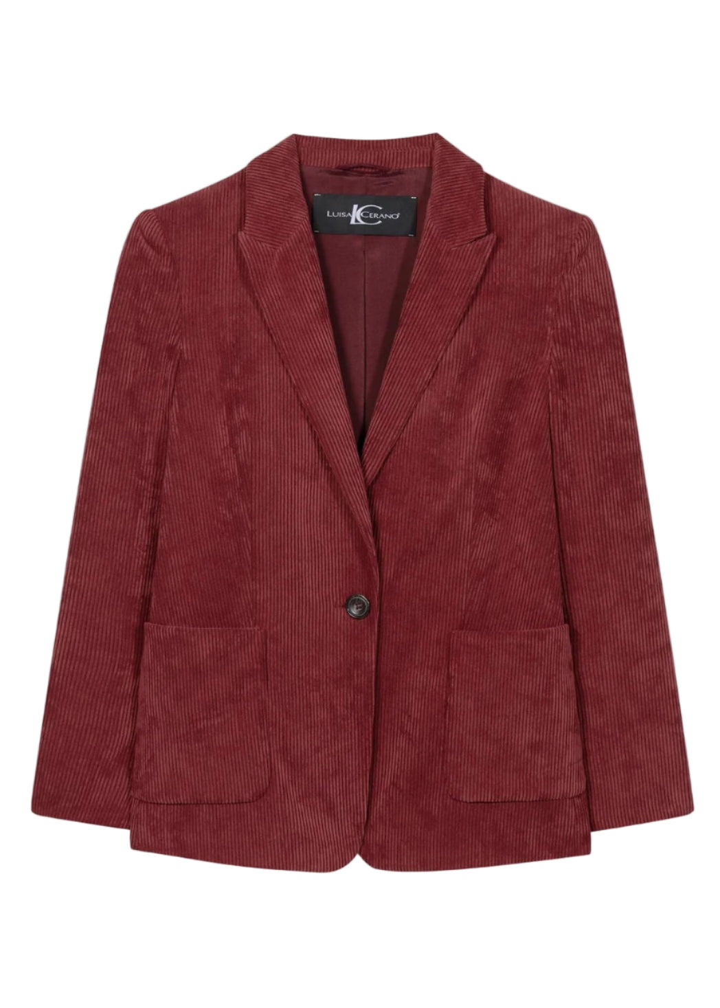 Corduroy One Button Blazer in Berry Red