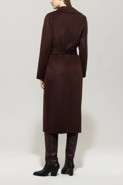 Double-Face Coat with Belt in  Espresso
