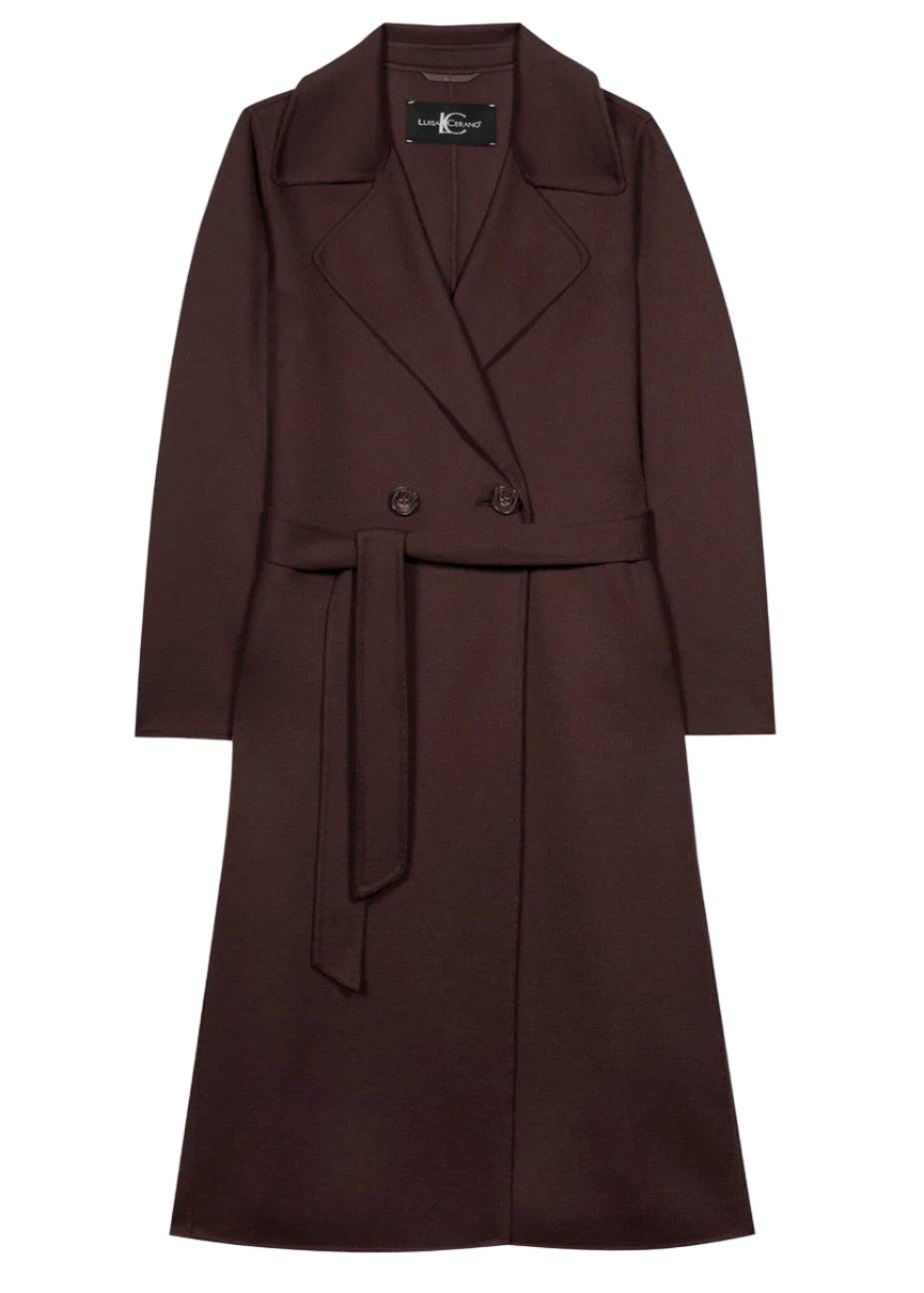 Double-Face Coat with Belt in  Espresso