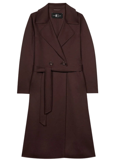 Double-Face Coat with Belt in  Espresso