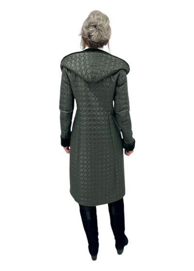 Jade Quilted Coat w/ Fur in Forest Green