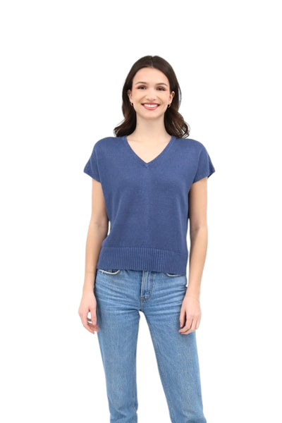 Cap Sleeve Vee in Indigo