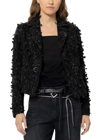 Glam Drop Tweed blazer with pearls in Black