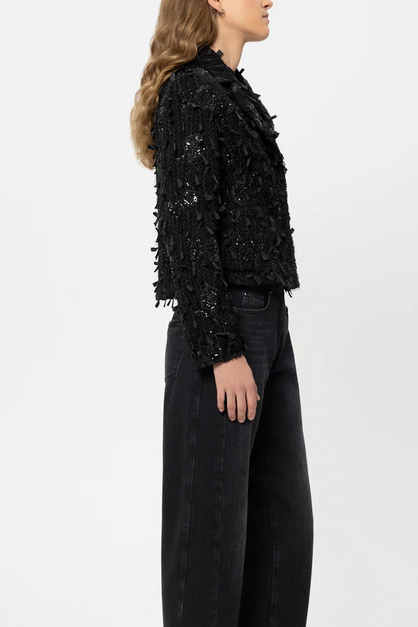 Glam Drop Tweed blazer with pearls in Black