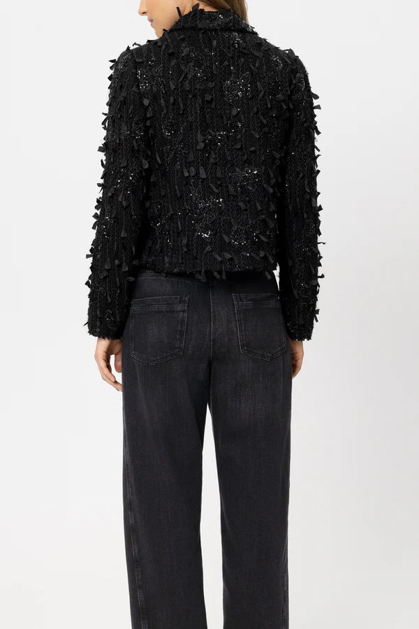 Glam Drop Tweed blazer with pearls in Black