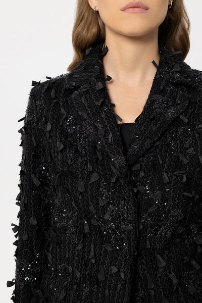 Glam Drop Tweed blazer with pearls in Black