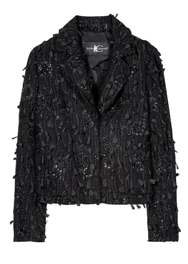 Glam Drop Tweed blazer with pearls in Black
