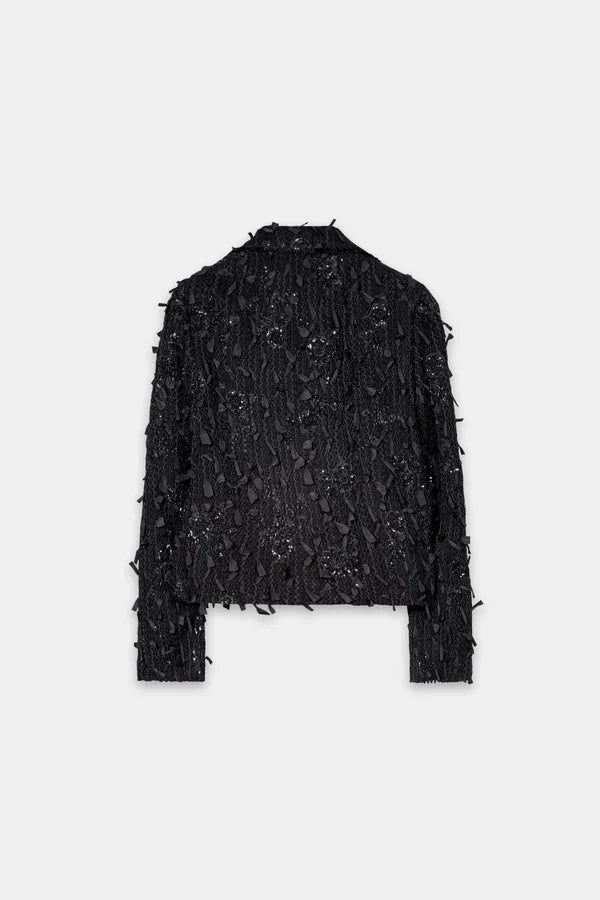 Glam Drop Tweed blazer with pearls in Black