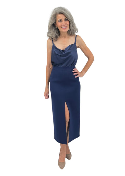 Double Face Slit Skirt in Sapphire