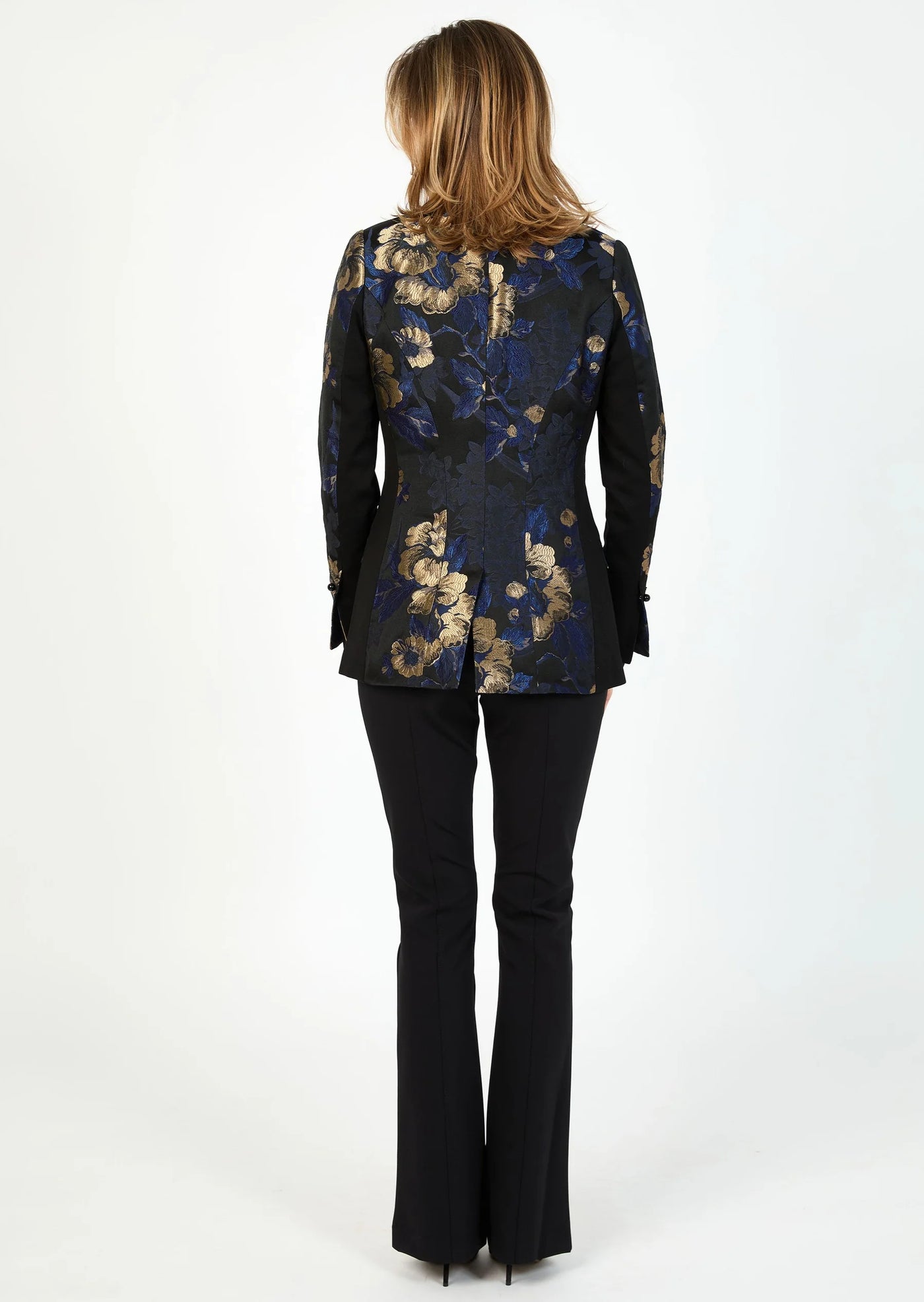 Romantic Jacquard Blazer in Black/Sapphire