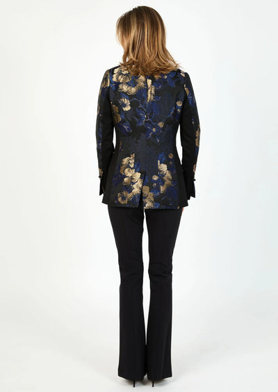 Romantic Jacquard Blazer in Black/Sapphire