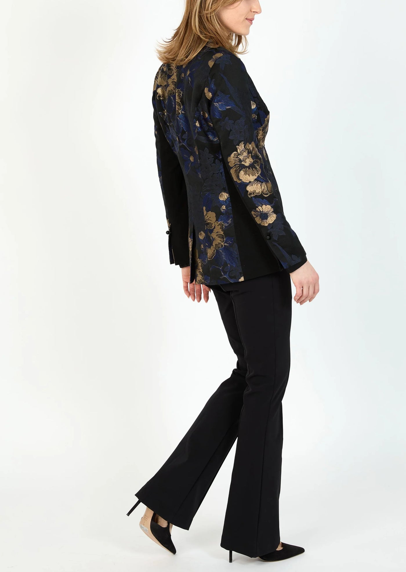 Romantic Jacquard Blazer in Black/Sapphire
