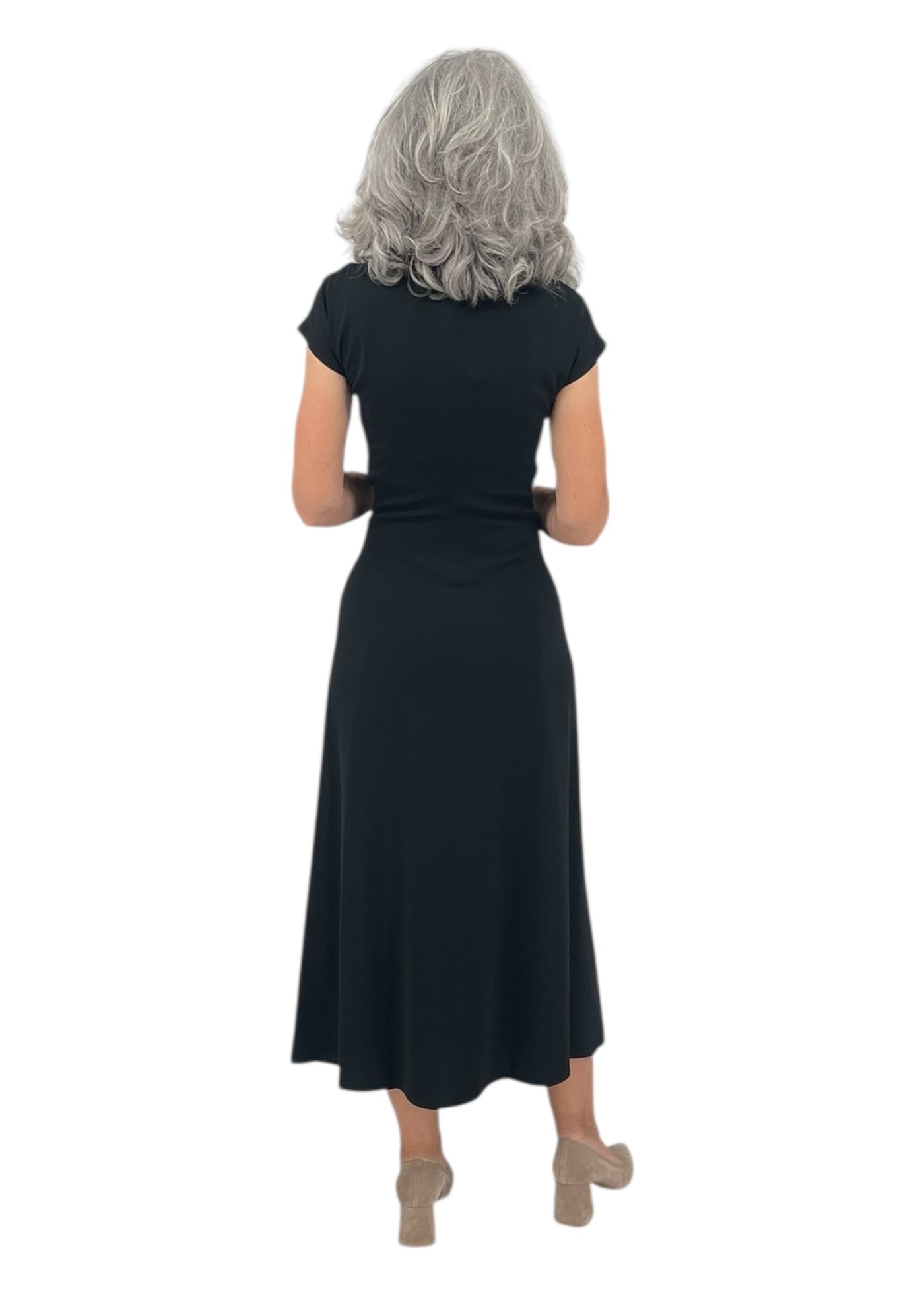 Matte Crepe Hip Sash Maxi Dress in Black
