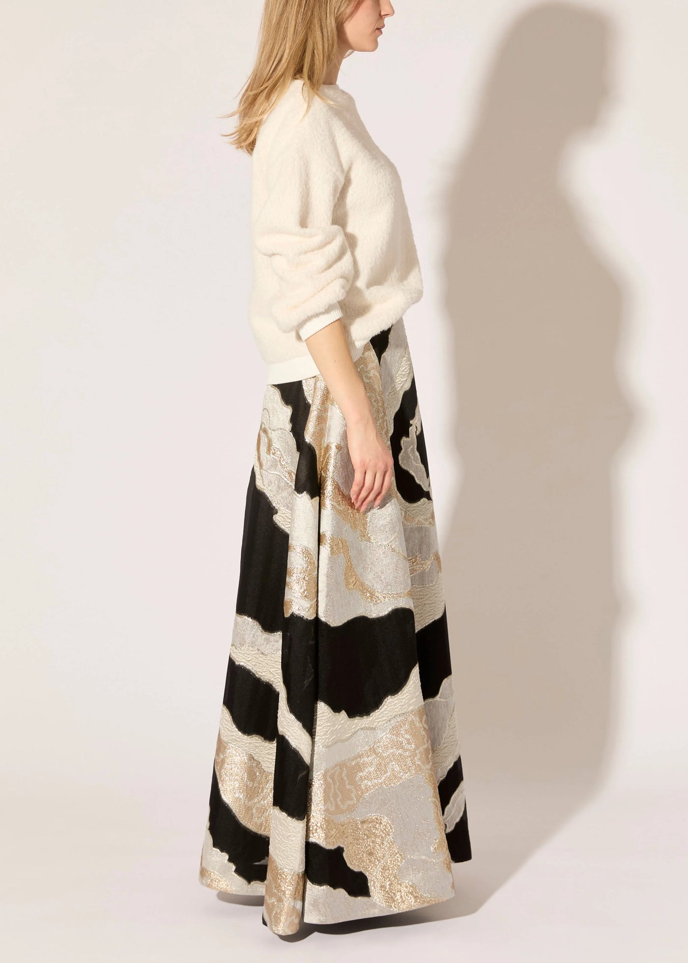 Monarch Fil Coupe Maxi Skirt in Taupe Combo