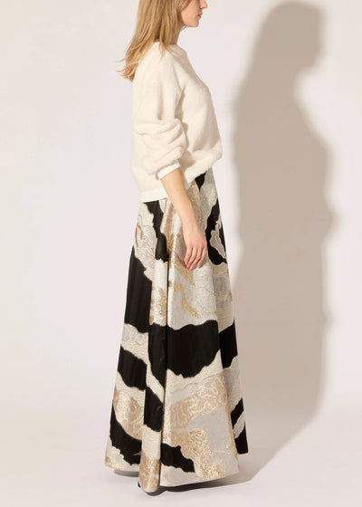 Monarch Fil Coupe Maxi Skirt in Taupe Combo