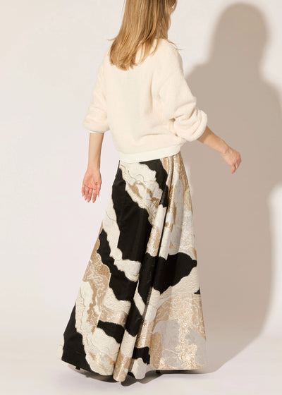 Monarch Fil Coupe Maxi Skirt in Taupe Combo