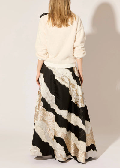 Monarch Fil Coupe Maxi Skirt in Taupe Combo