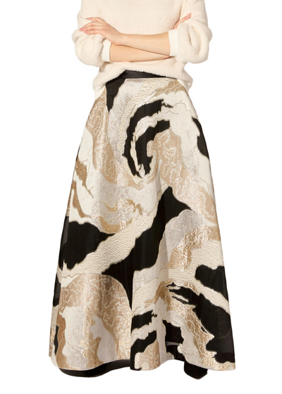 Monarch Fil Coupe Maxi Skirt in Taupe Combo