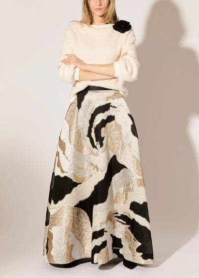 Monarch Fil Coupe Maxi Skirt in Taupe Combo