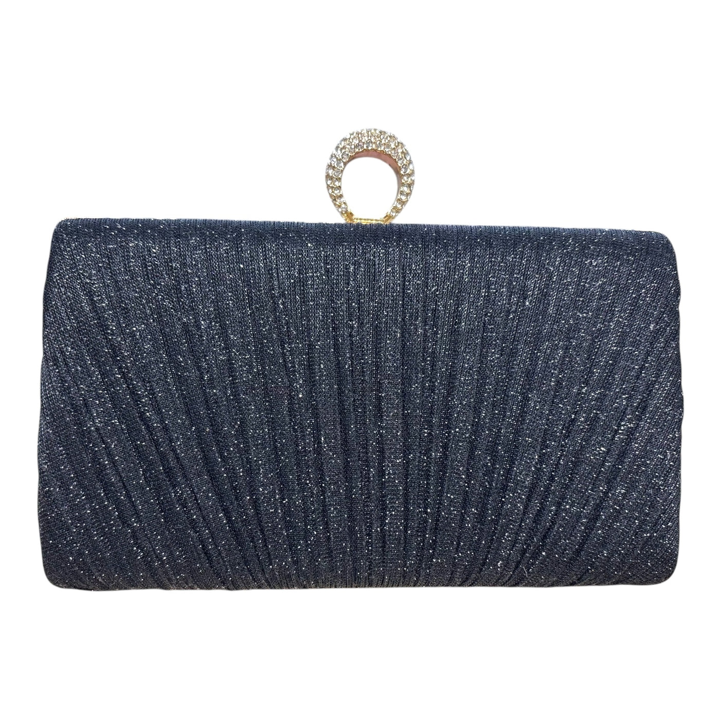 Black Pleated Ring Clutch