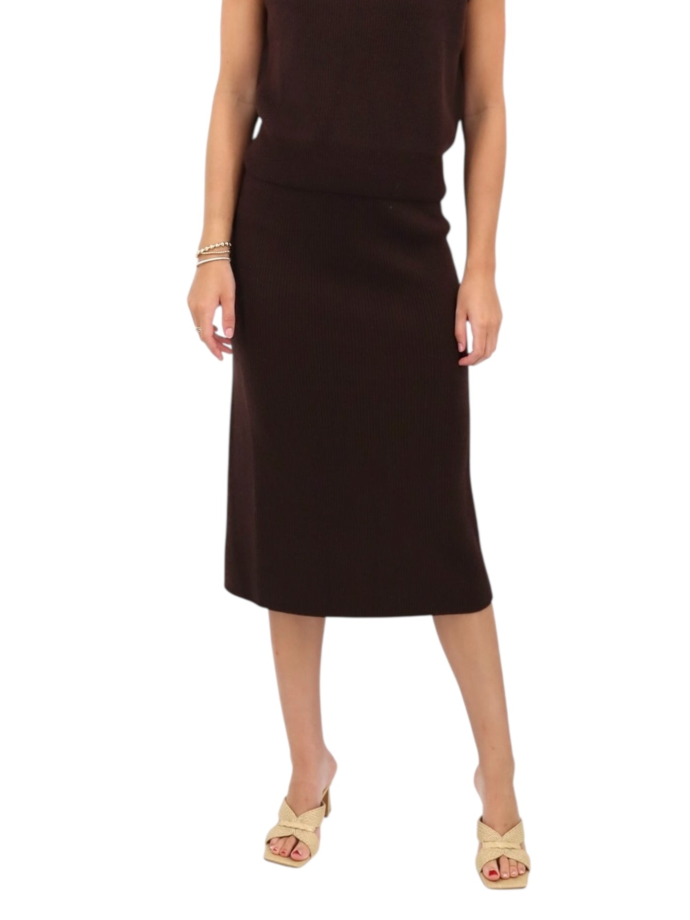 Rib Skirt in Chocolate