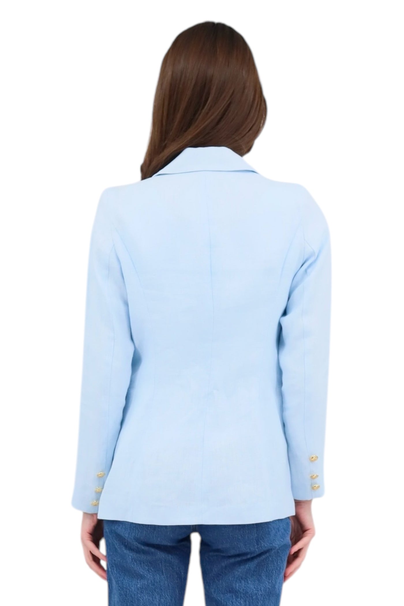 Baby Blue Blazer With Gold Buttons