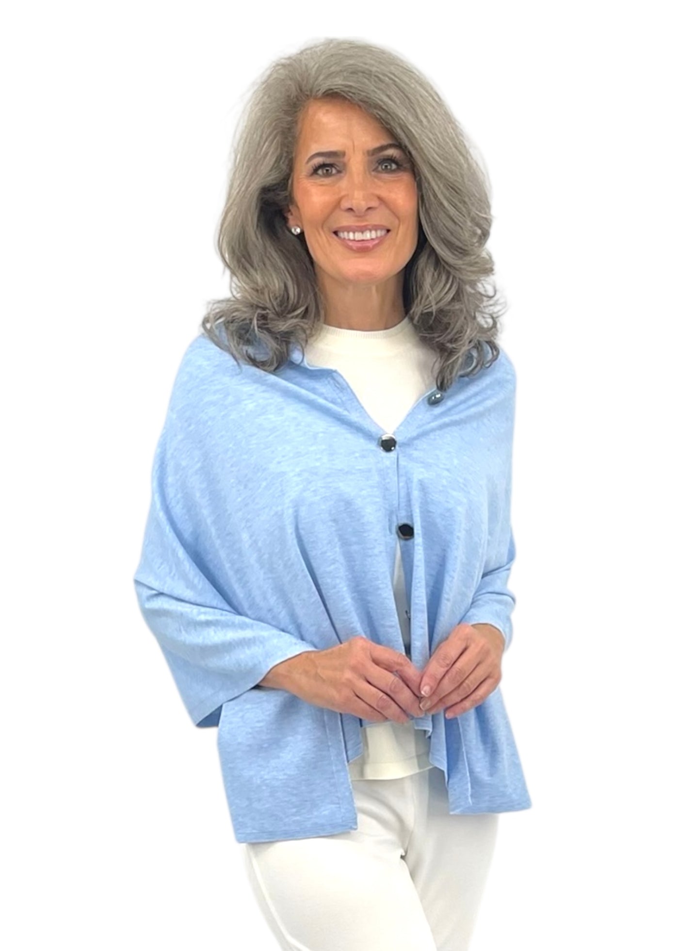 Button Pullover in Sky