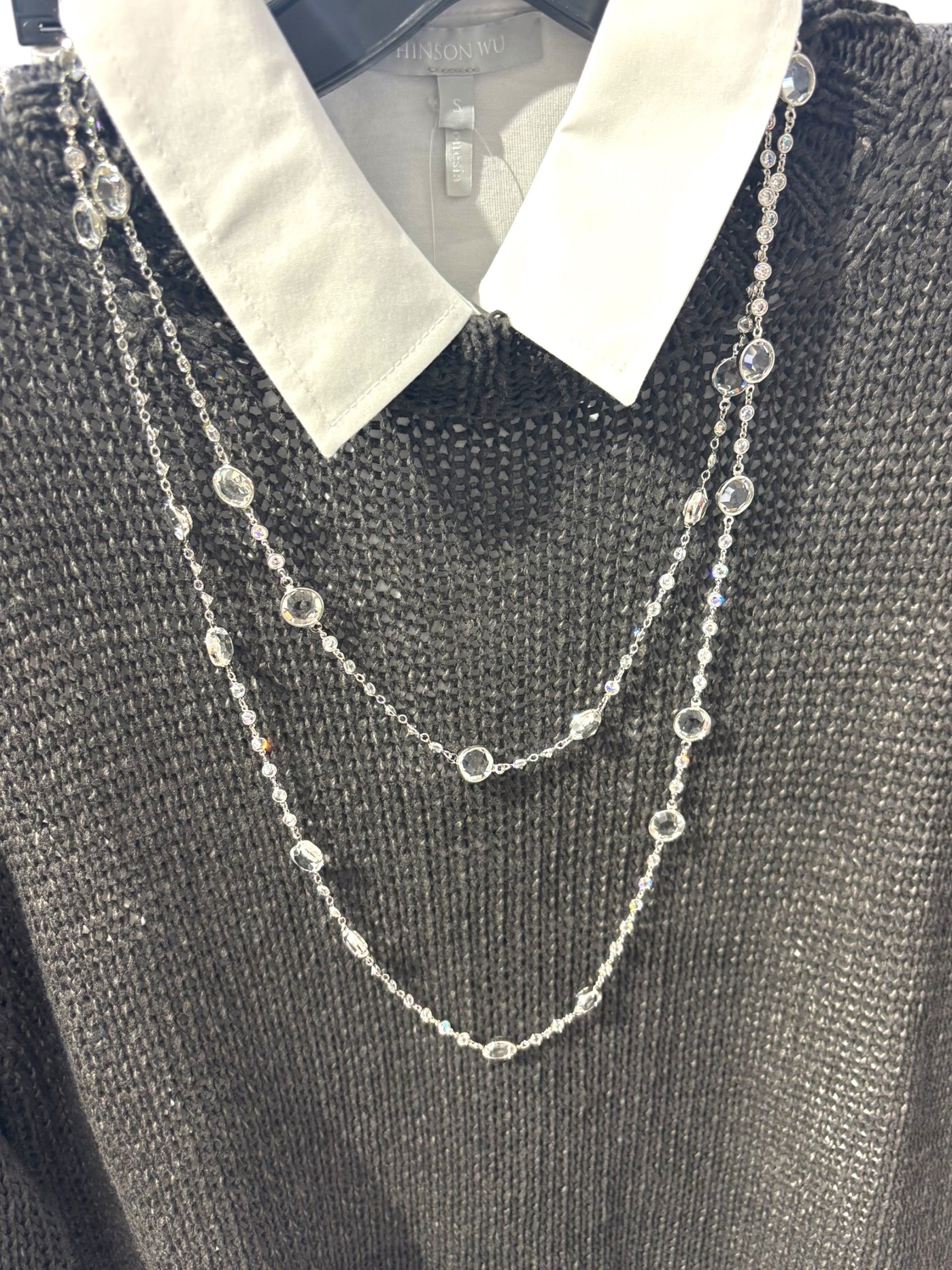 60" Alternating Small to Large Crystals Necklace
