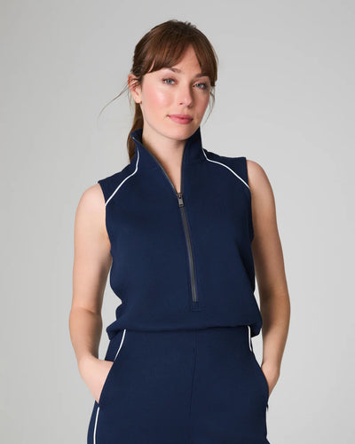 Sleeveless Mock Neck Jumpsuit in Navy