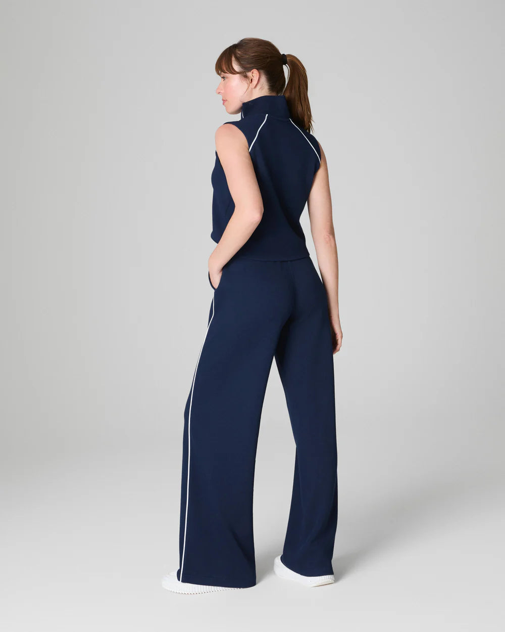 Sleeveless Mock Neck Jumpsuit in Navy