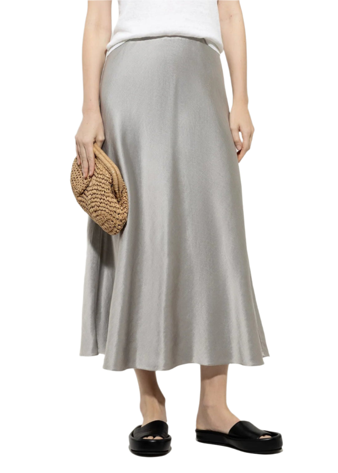 Gray Satin Skirt