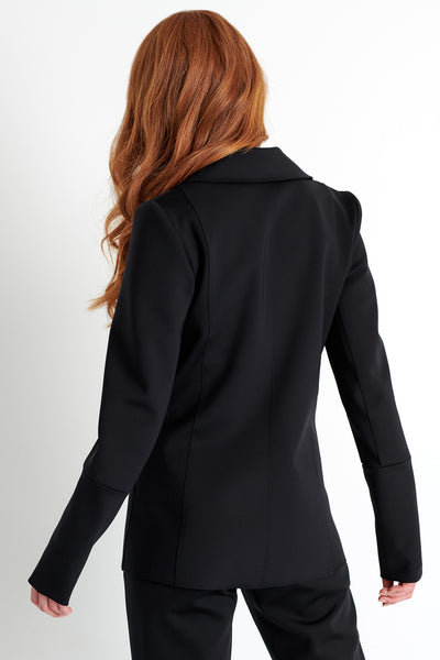 Structured 3D Jersey Blazer - Caviar