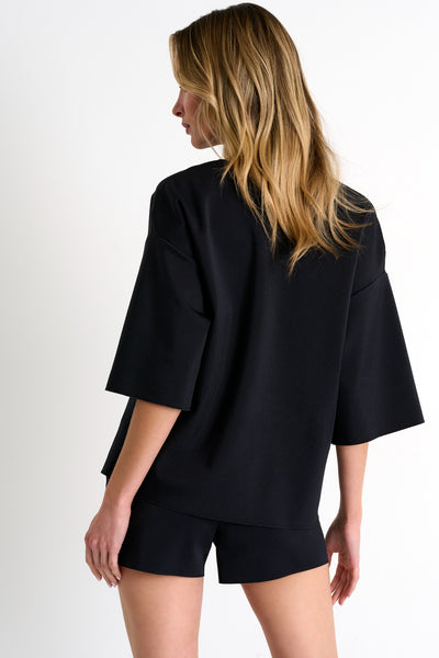 Lapel Collar Top - Caviar