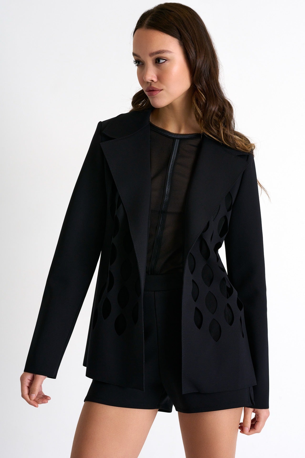 Structured Cut-Out Blazer - Black