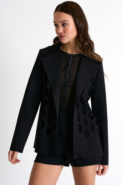 Structured Cut-Out Blazer - Black